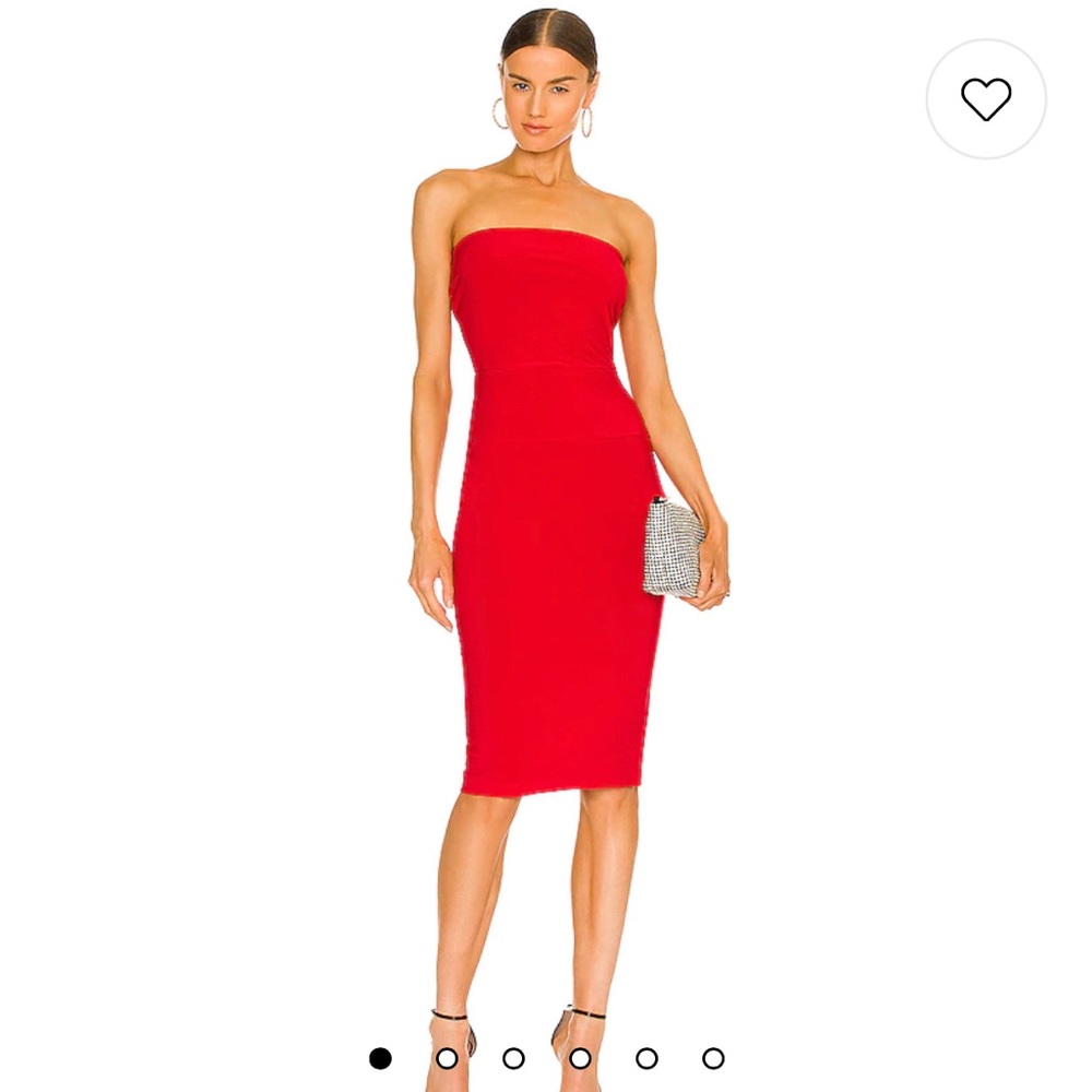 Strapless Dress to Knee Dress in Red- Norma Kamali